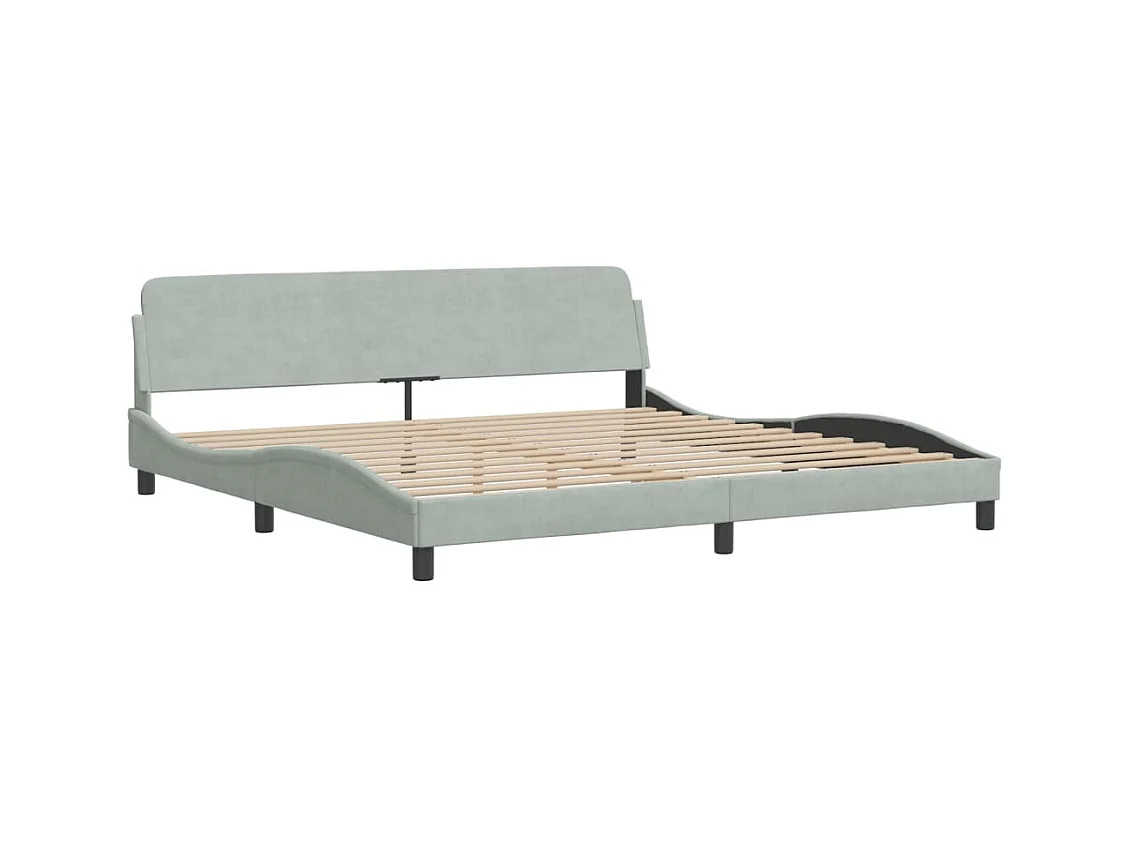 Lit double | Lit adulte | Cadre de lit gris clair 200x200 cm velours