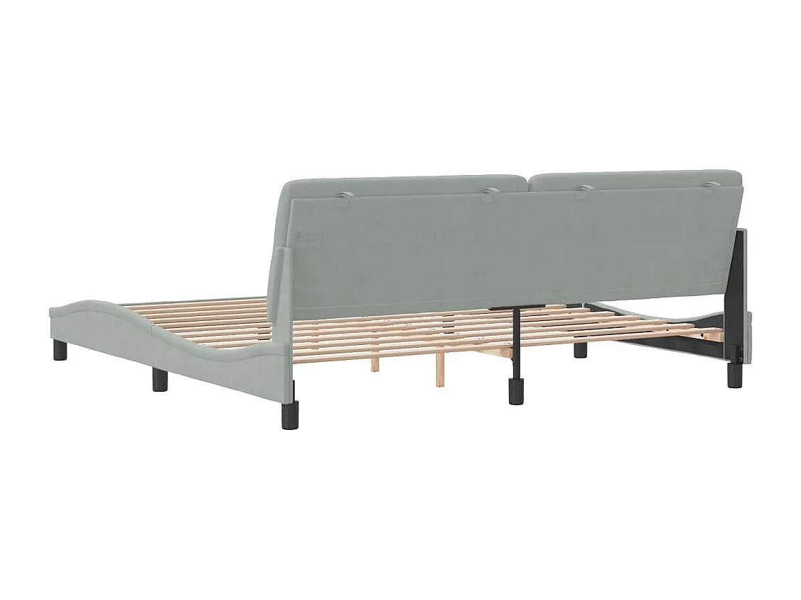 Lit double | Lit adulte | Cadre de lit gris clair 200x200 cm velours