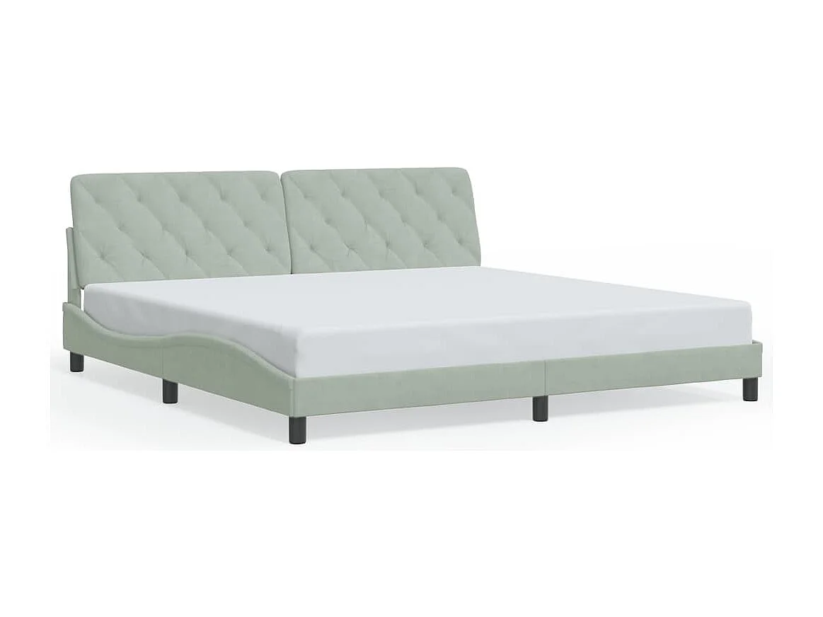 Lit double | Lit adulte | Cadre de lit gris clair 200x200 cm velours