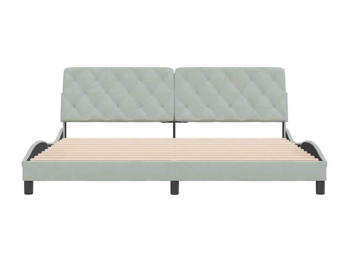 Lit double | Lit adulte | Cadre de lit gris clair 200x200 cm velours