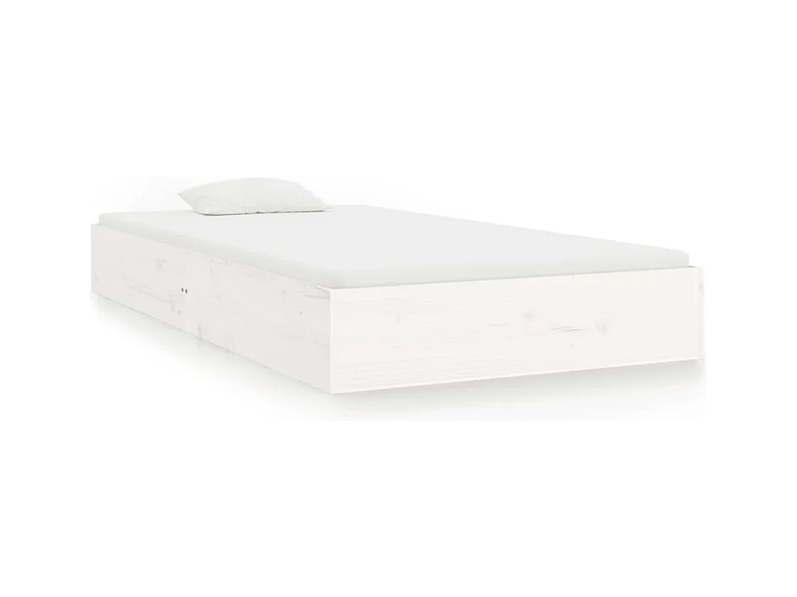 Lit simple | Lit adulte, enfant | Cadre de lit blanc bois massif 90x200 cm