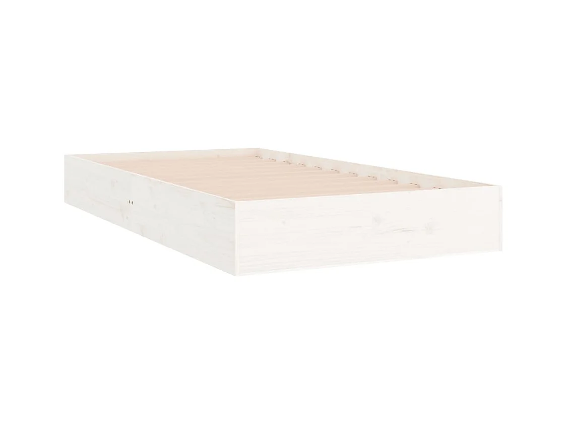 Lit simple | Lit adulte, enfant | Cadre de lit blanc bois massif 90x200 cm