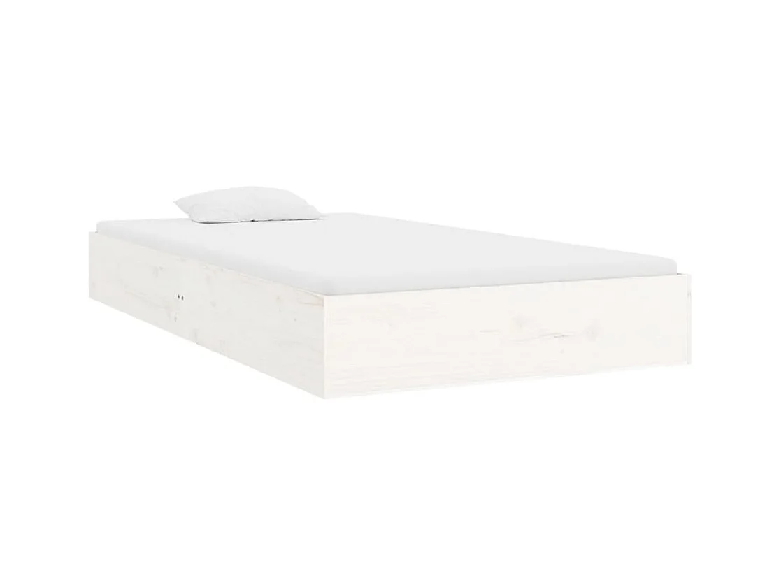 Lit simple | Lit adulte, enfant | Cadre de lit blanc bois massif 90x200 cm