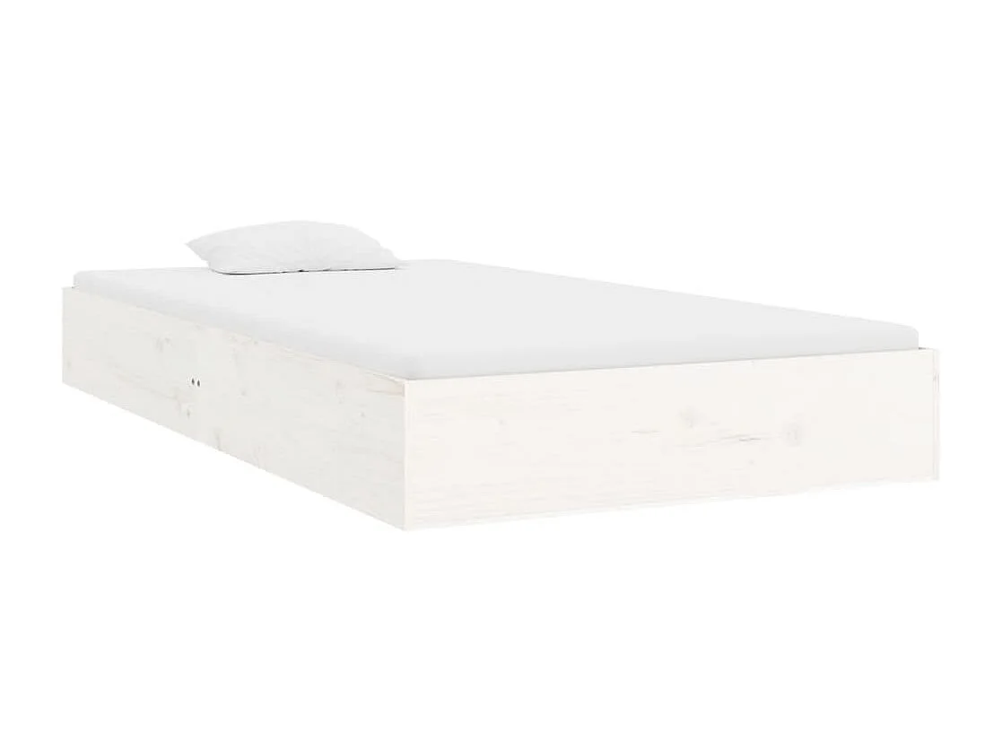 Lit simple | Lit adulte, enfant | Cadre de lit blanc bois massif 90x200 cm