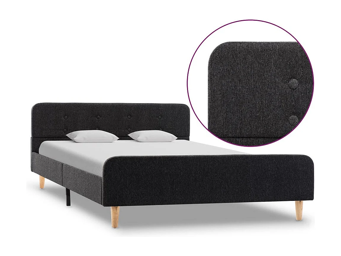 Letto per adulti | Letto singolo | Giroletto Grigio Scuro in Stoffa Ruvida 120x200 cm