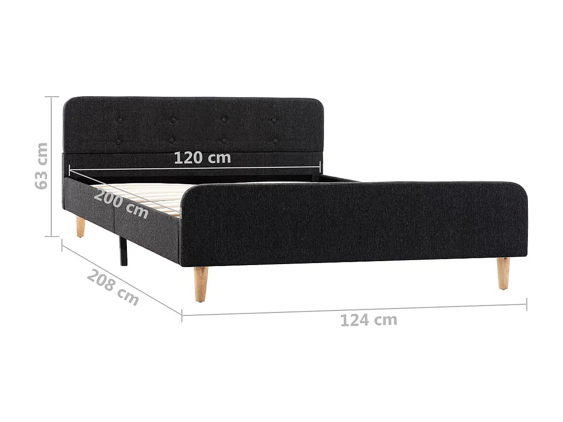 Letto per adulti | Letto singolo | Giroletto Grigio Scuro in Stoffa Ruvida 120x200 cm