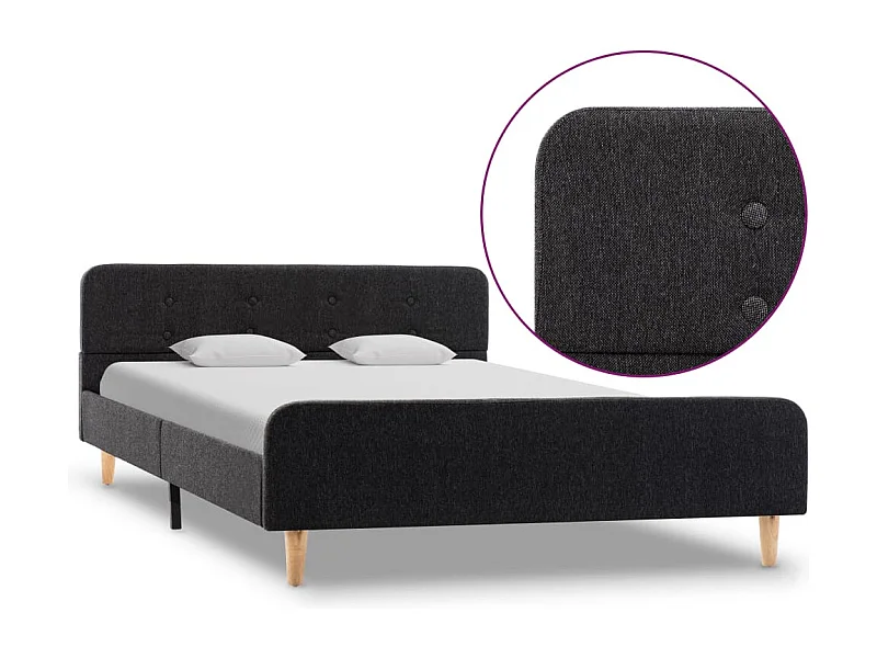 Letto per adulti | Letto singolo | Giroletto Grigio Scuro in Stoffa Ruvida 120x200 cm