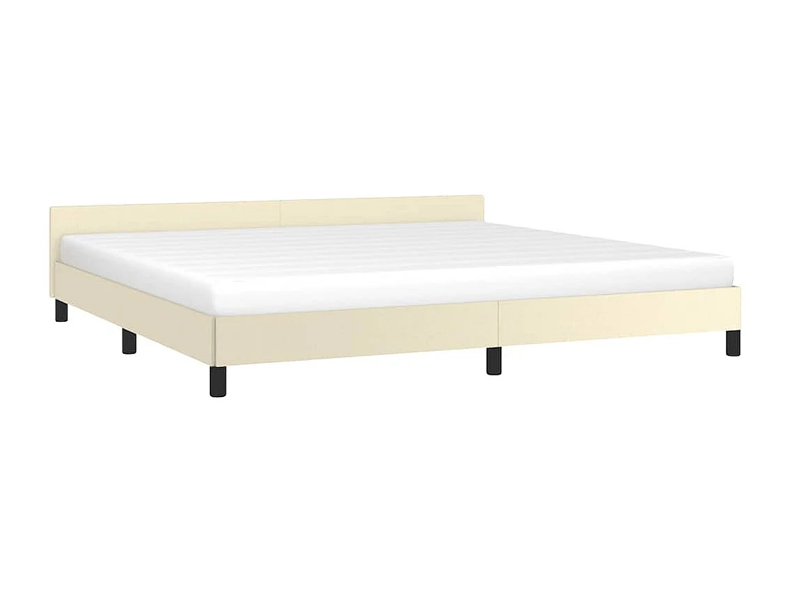Lit double | Lit adulte | Cadre de lit avec tête de lit crème 200x200 cm