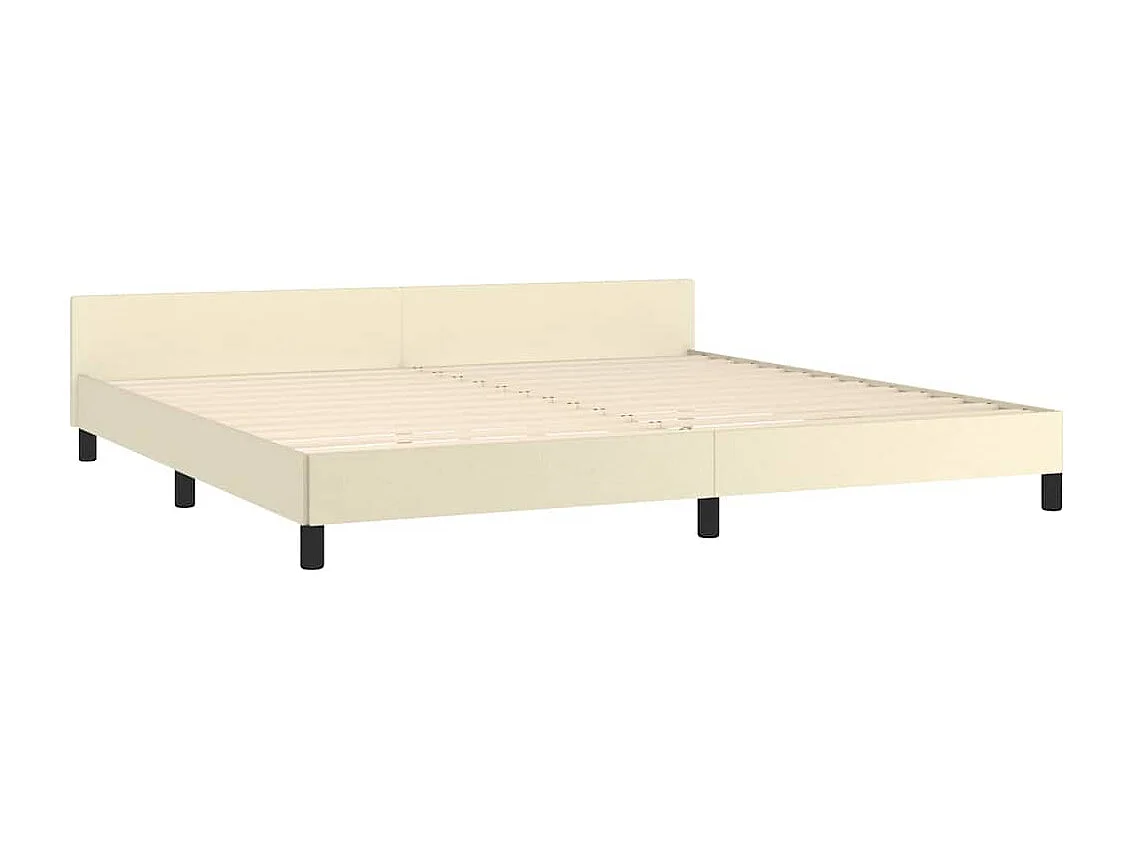 Lit double | Lit adulte | Cadre de lit avec tête de lit crème 200x200 cm