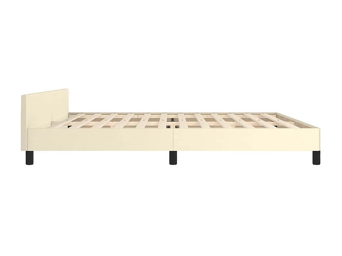 Lit double | Lit adulte | Cadre de lit avec tête de lit crème 200x200 cm