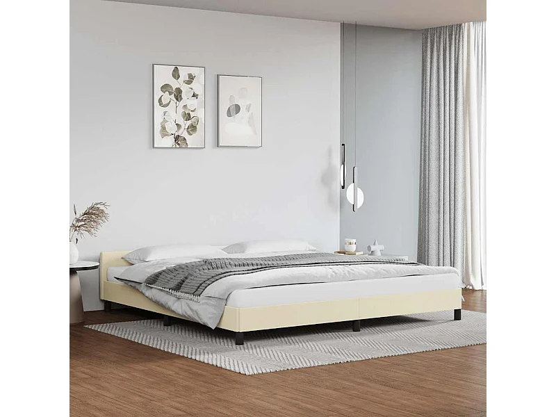 Lit double | Lit adulte | Cadre de lit avec tête de lit crème 200x200 cm