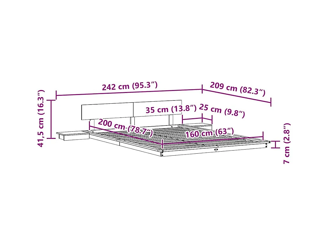 Lit double | Lit adulte | Cadre de lit Blanc 160x200 cm bois