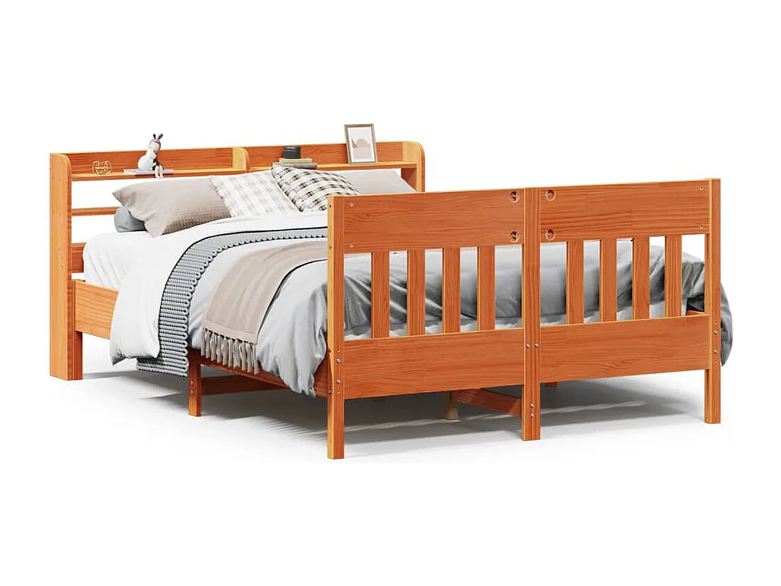 Lit simple | Lit adulte, enfant | Cadre de lit cire marron 120x190cm bois pin massif