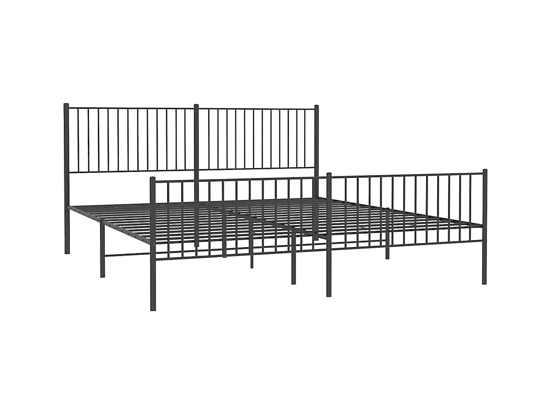 Lit double | Lit adulte | Cadre de lit métal avec pied de lit noir 193x203cm