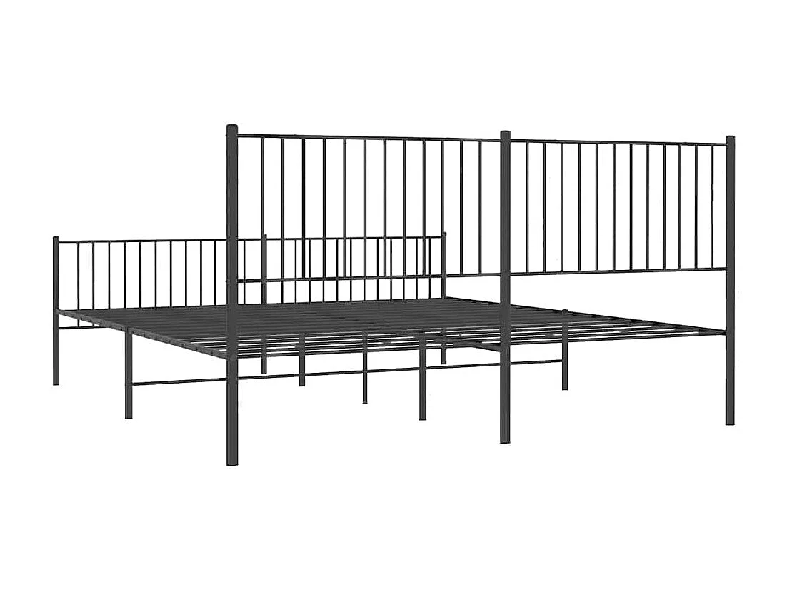 Lit double | Lit adulte | Cadre de lit métal avec pied de lit noir 193x203cm
