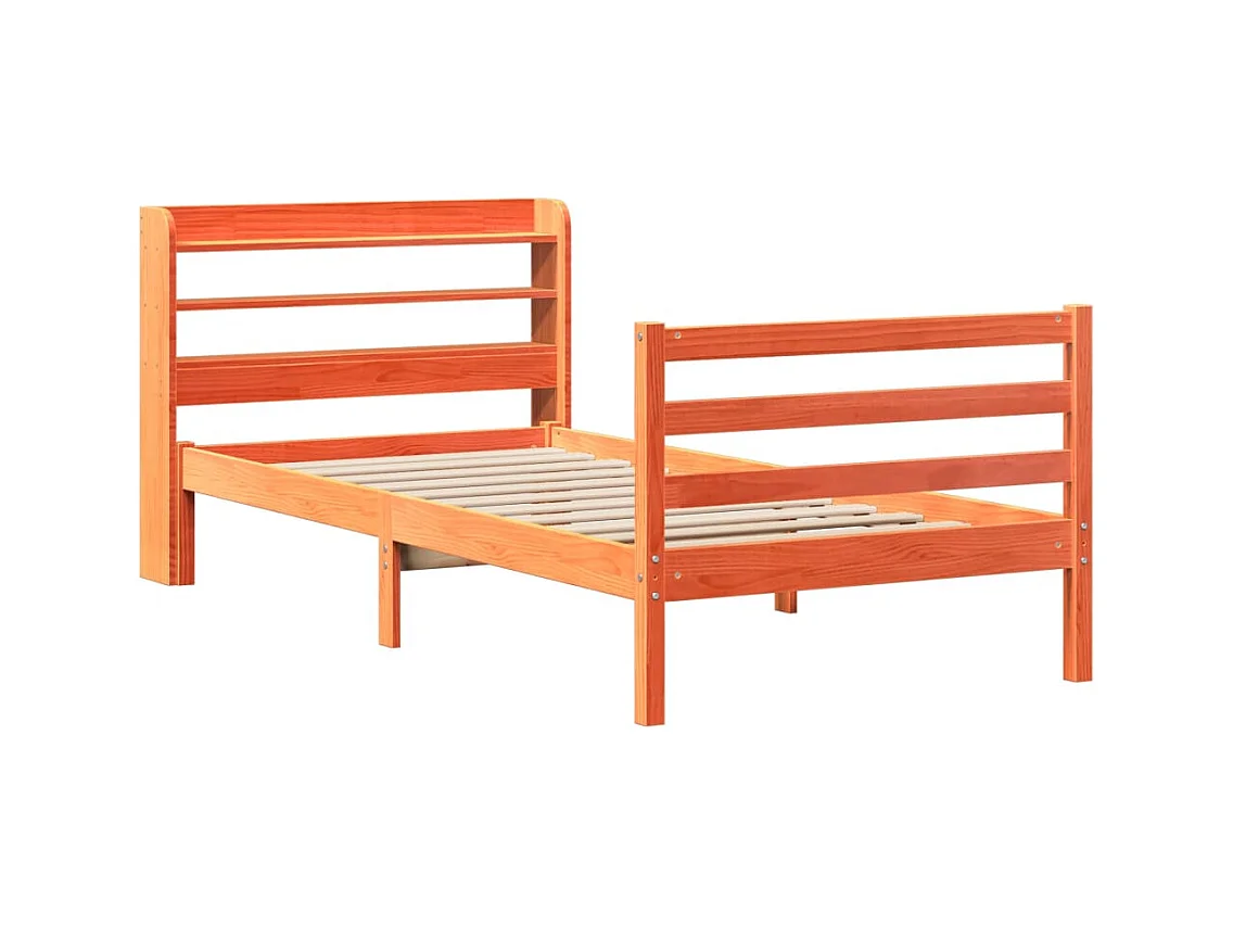 Lit simple | Lit adulte, enfant | Cadre de lit cire marron 100x200cm bois pin massif