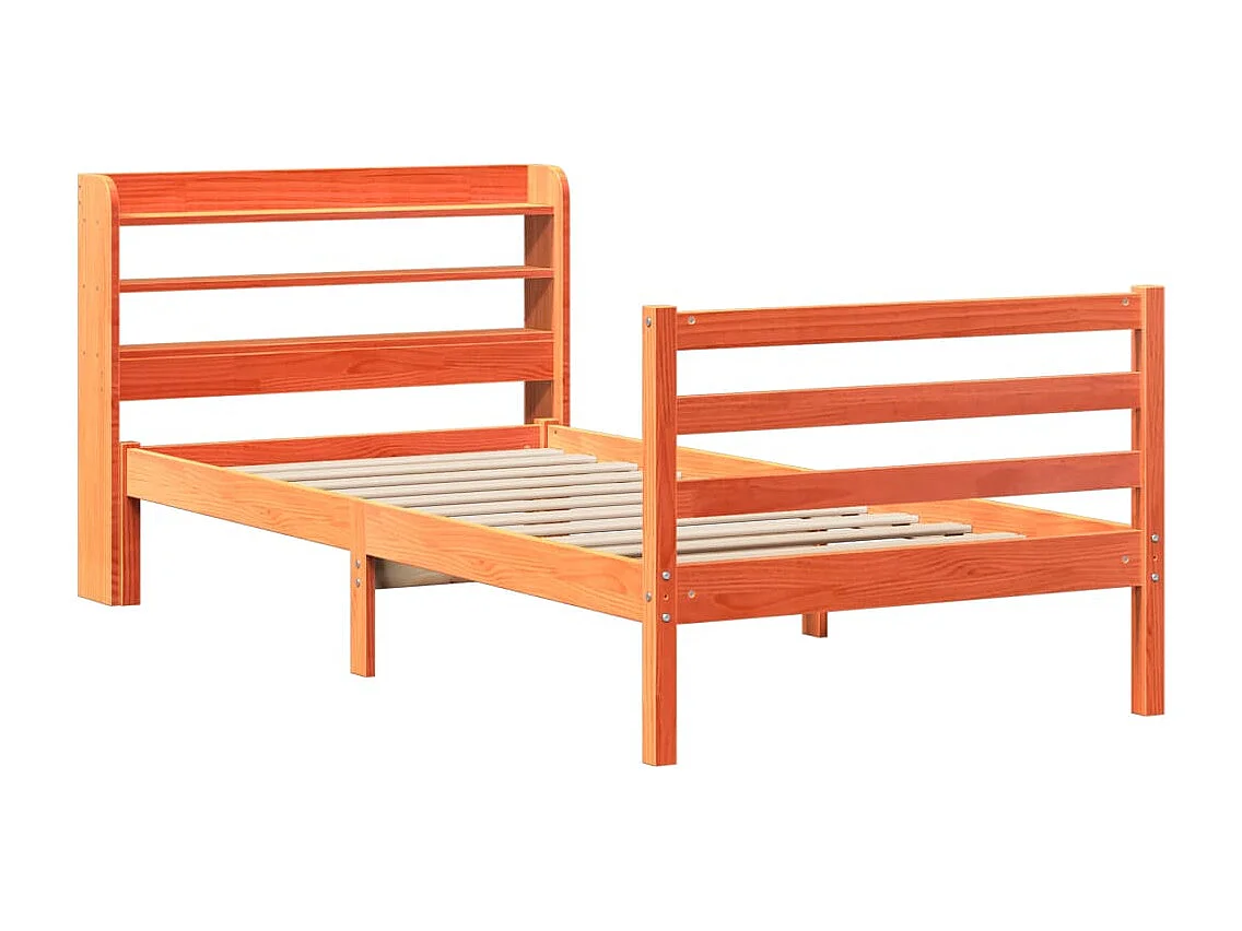 Lit simple | Lit adulte, enfant | Cadre de lit cire marron 100x200cm bois pin massif