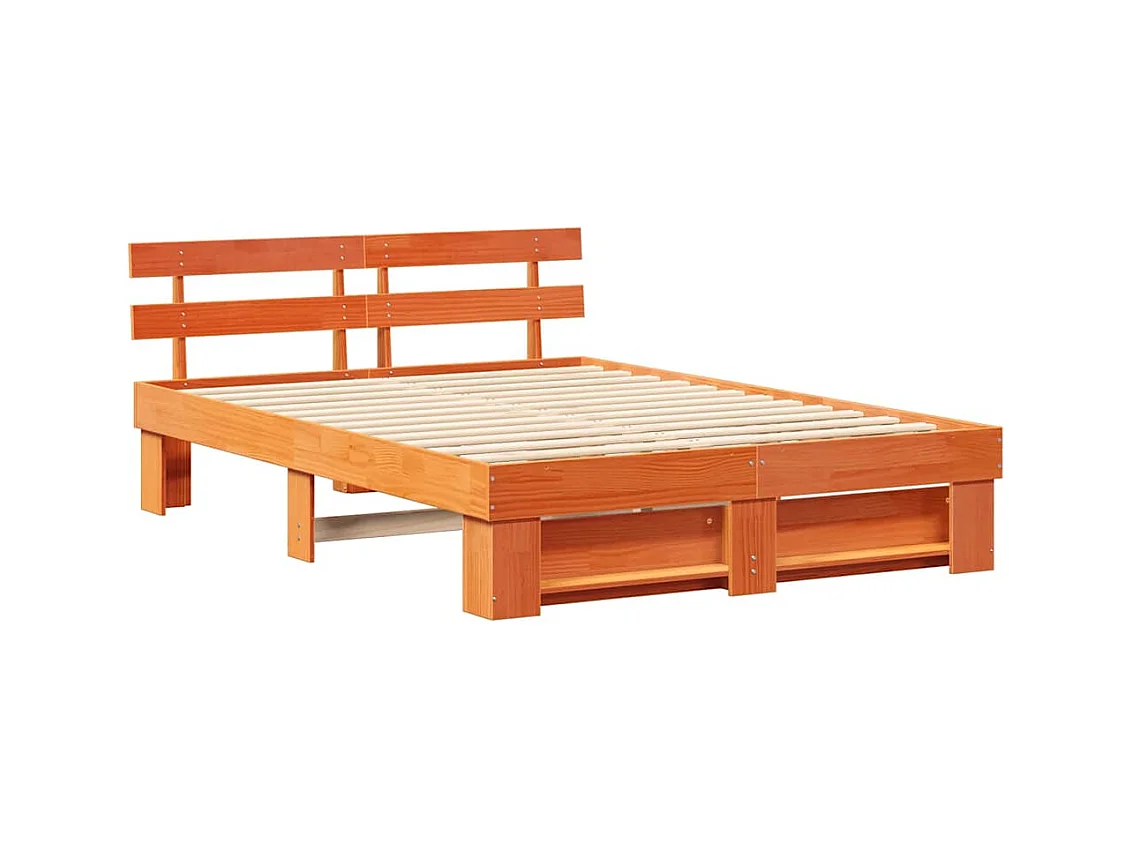 Lit double | Lit adulte | Cadre de lit Marron cire 160x200 cm Bois massif en pin