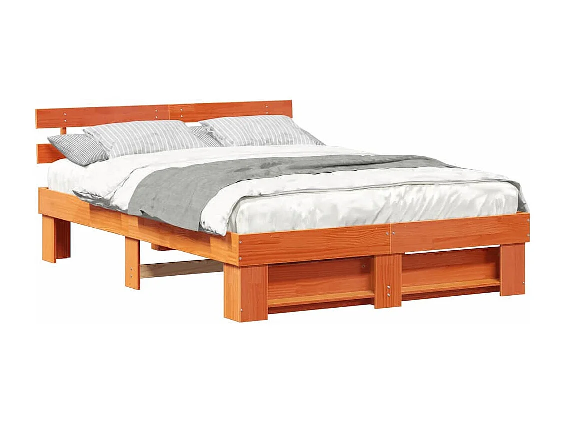 Lit double | Lit adulte | Cadre de lit Marron cire 160x200 cm Bois massif en pin