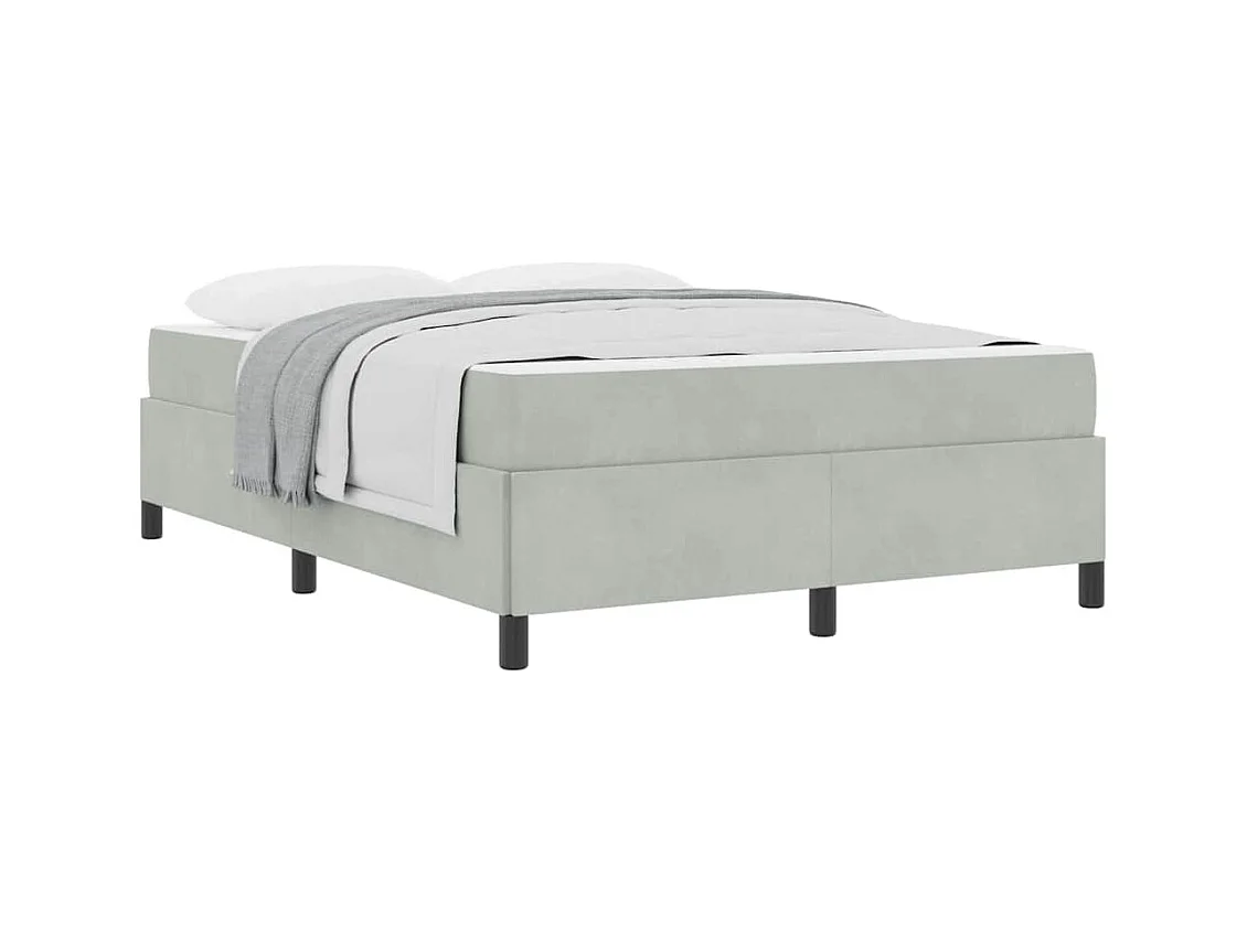 Lit double | Lit adulte | Cadre de lit Gris clair et gris 140x190 cm Velours
