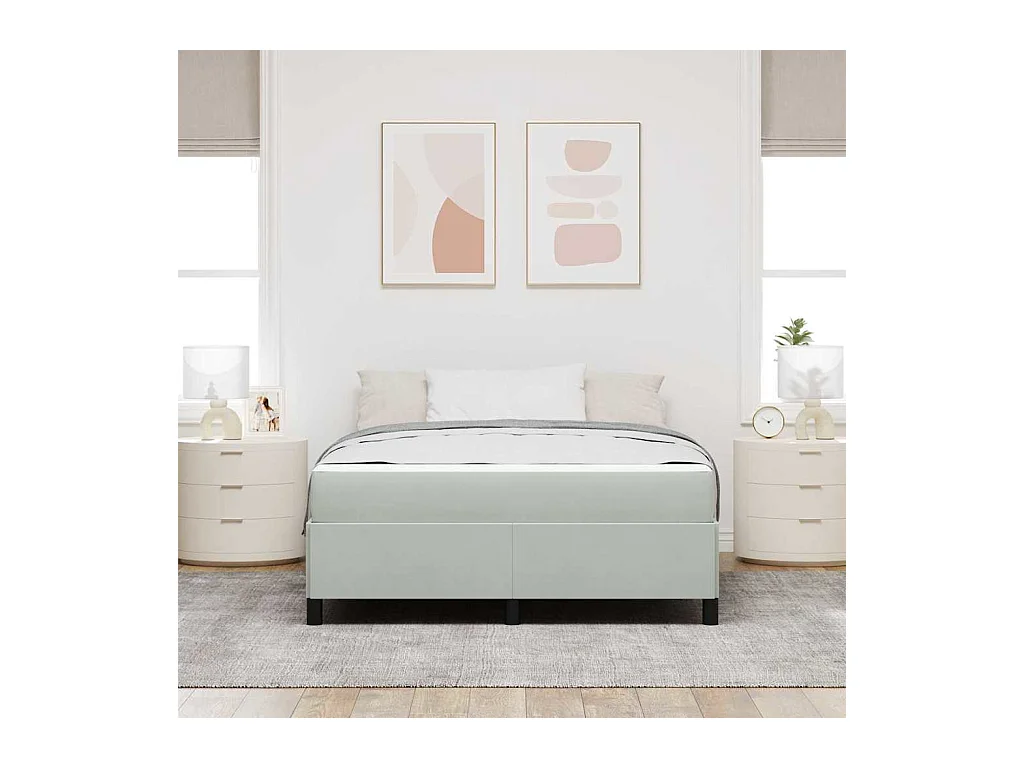 Lit double | Lit adulte | Cadre de lit Gris clair et gris 140x190 cm Velours