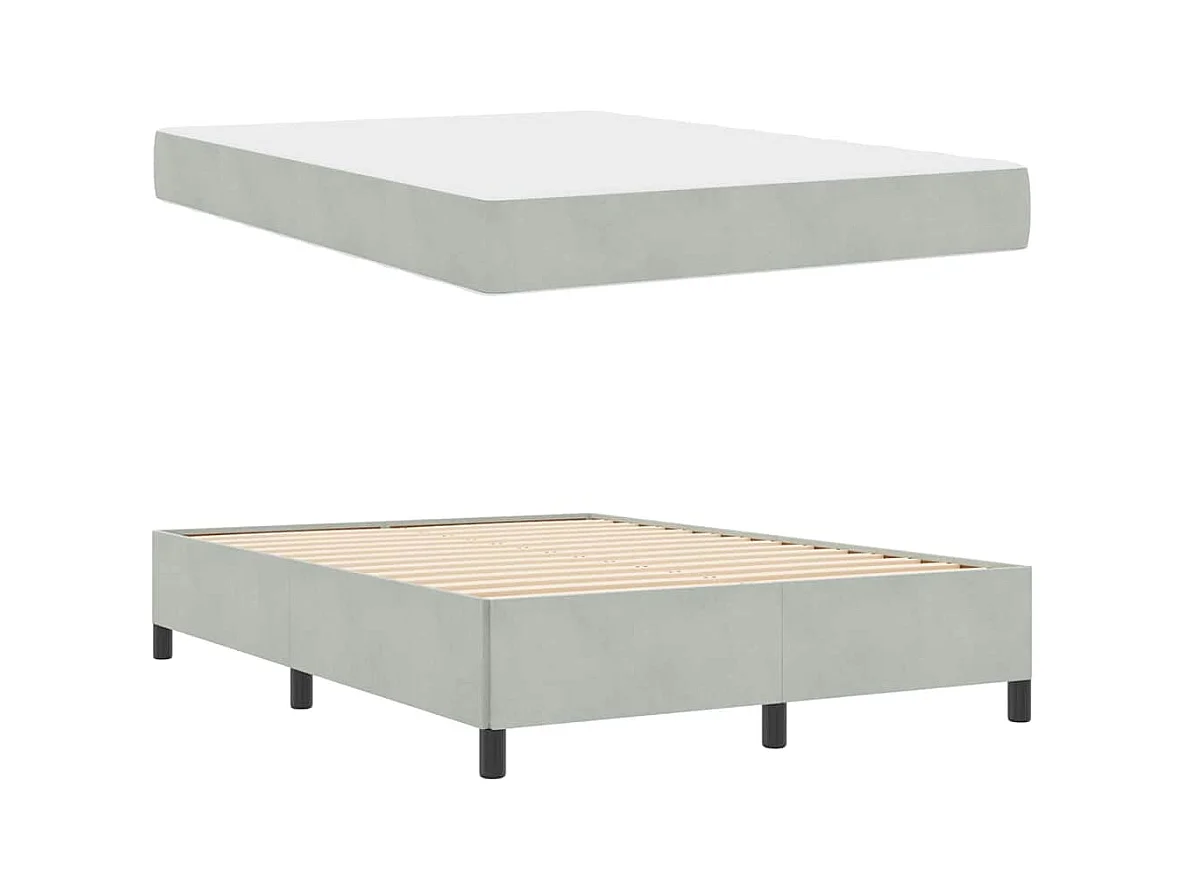 Lit double | Lit adulte | Cadre de lit Gris clair et gris 140x190 cm Velours