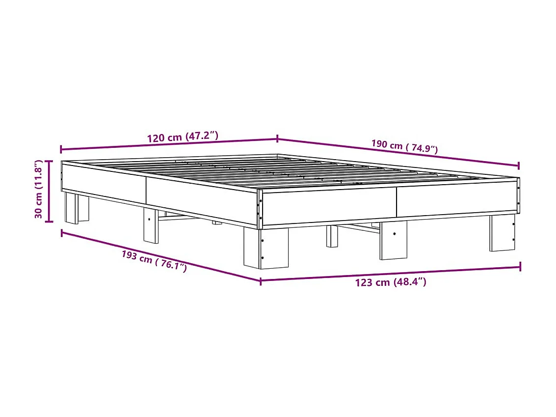 Lit simple | Lit adulte, enfant | Cadre de lit chêne sonoma 120x190 cm