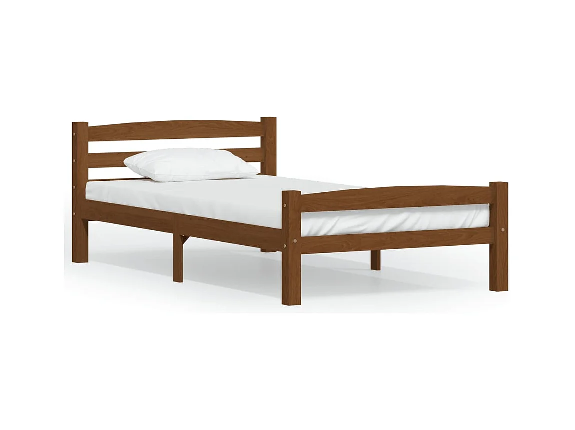 Lit simple | Lit adulte, enfant | Cadre de lit marron miel pin massif 100x200 cm