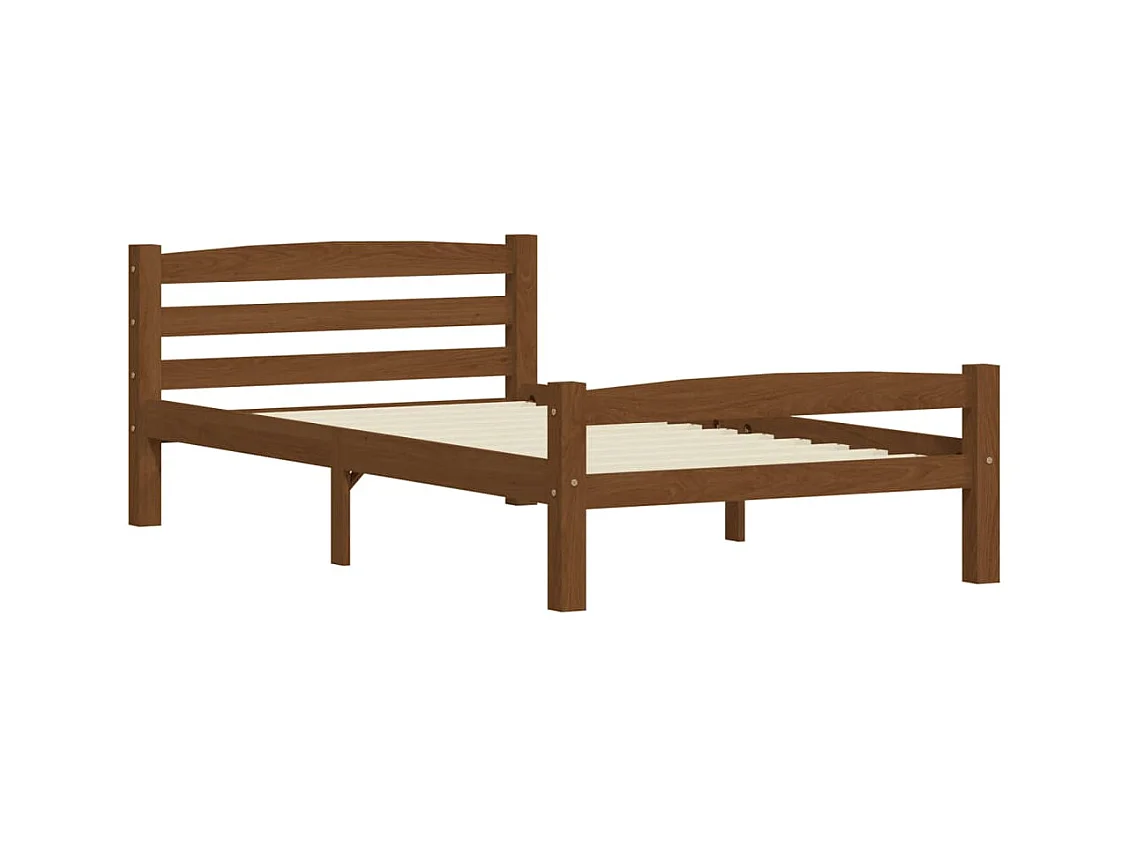 Lit simple | Lit adulte, enfant | Cadre de lit marron miel pin massif 100x200 cm