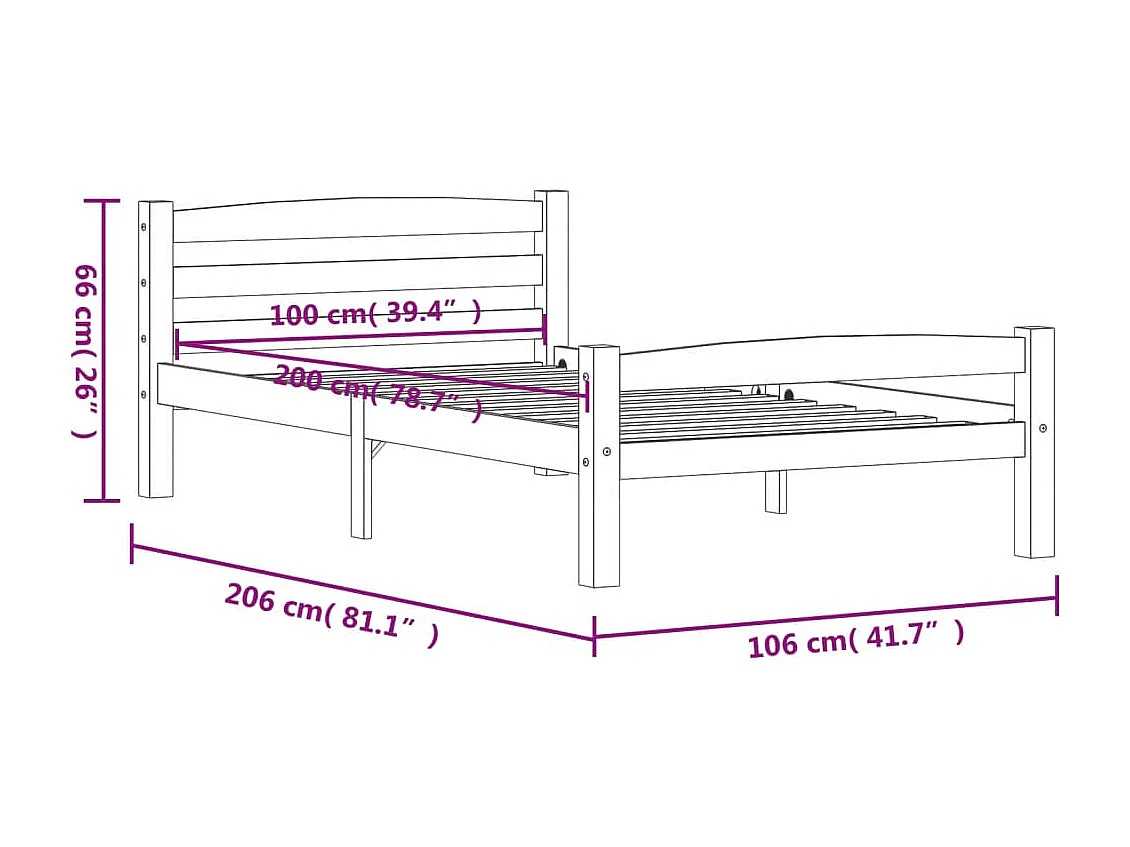 Lit simple | Lit adulte, enfant | Cadre de lit marron miel pin massif 100x200 cm
