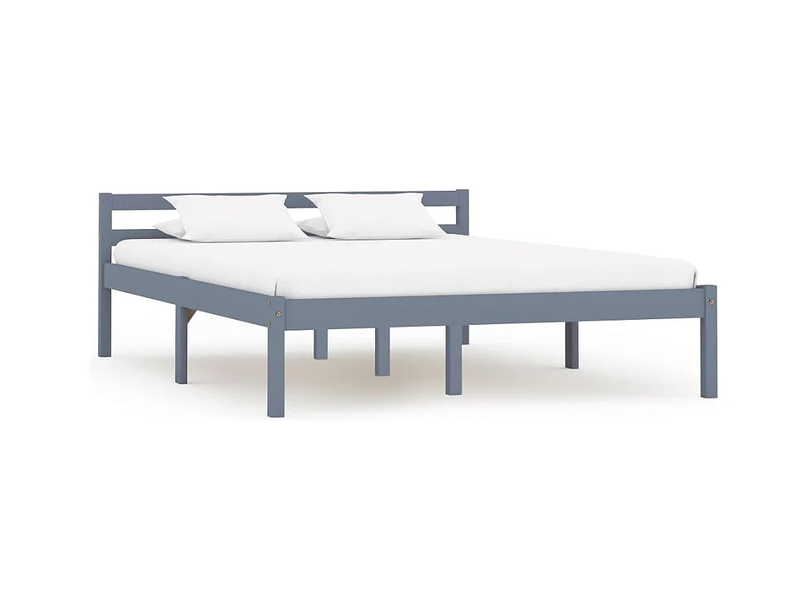 Lit simple | Lit adulte, enfant | Cadre de lit gris bois de pin massif 120x200 cm