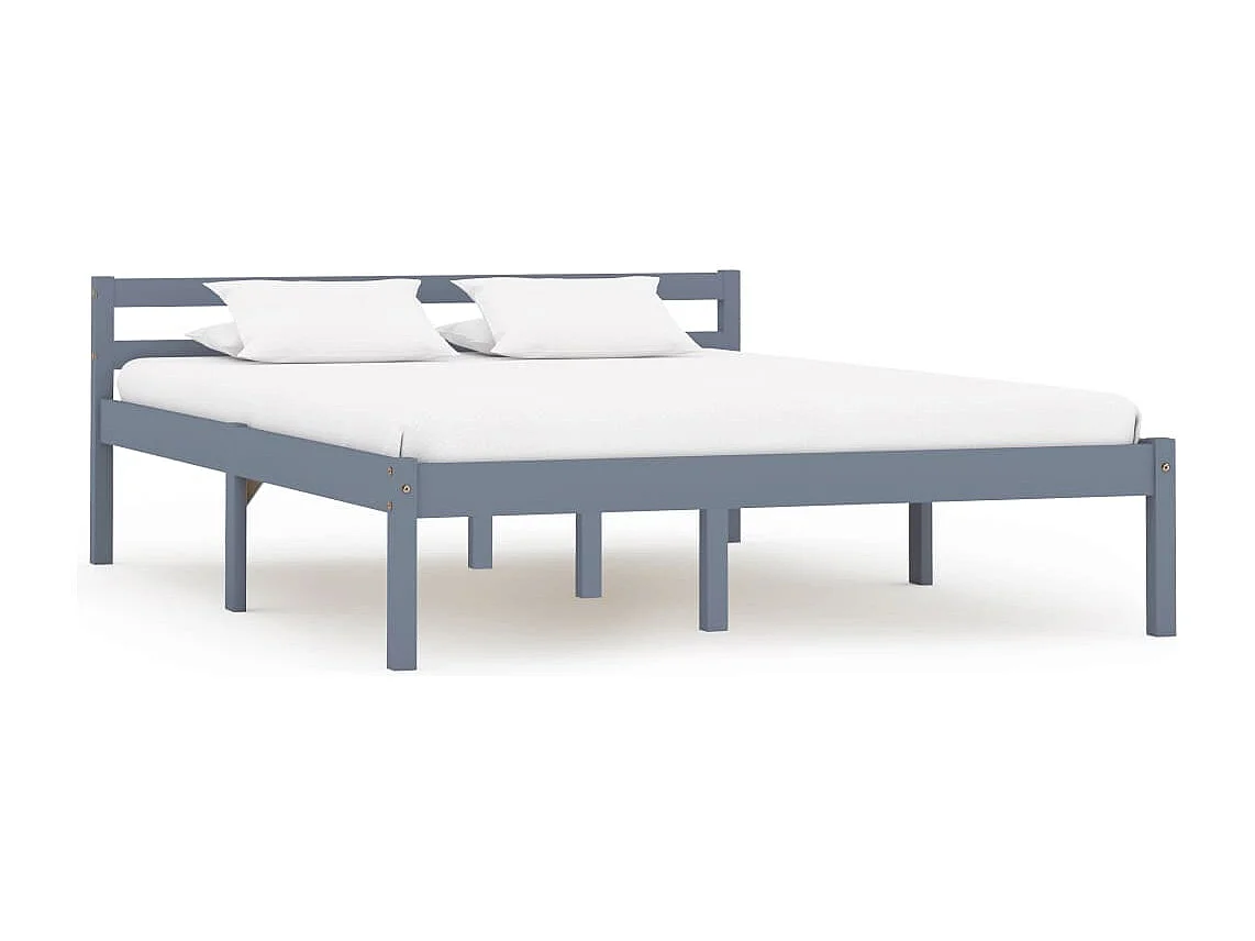 Lit simple | Lit adulte, enfant | Cadre de lit gris bois de pin massif 120x200 cm
