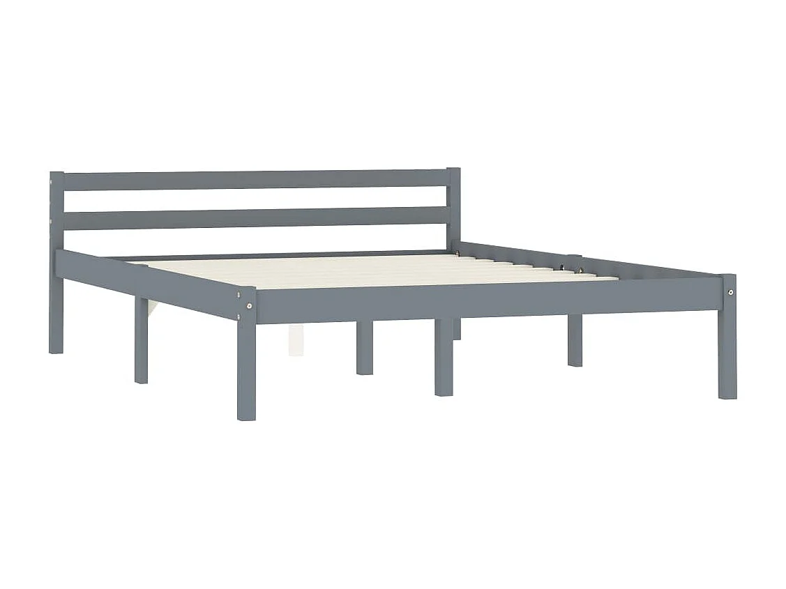 Lit simple | Lit adulte, enfant | Cadre de lit gris bois de pin massif 120x200 cm