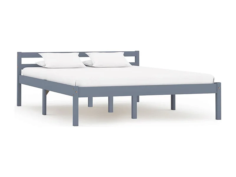 Lit simple | Lit adulte, enfant | Cadre de lit gris bois de pin massif 120x200 cm