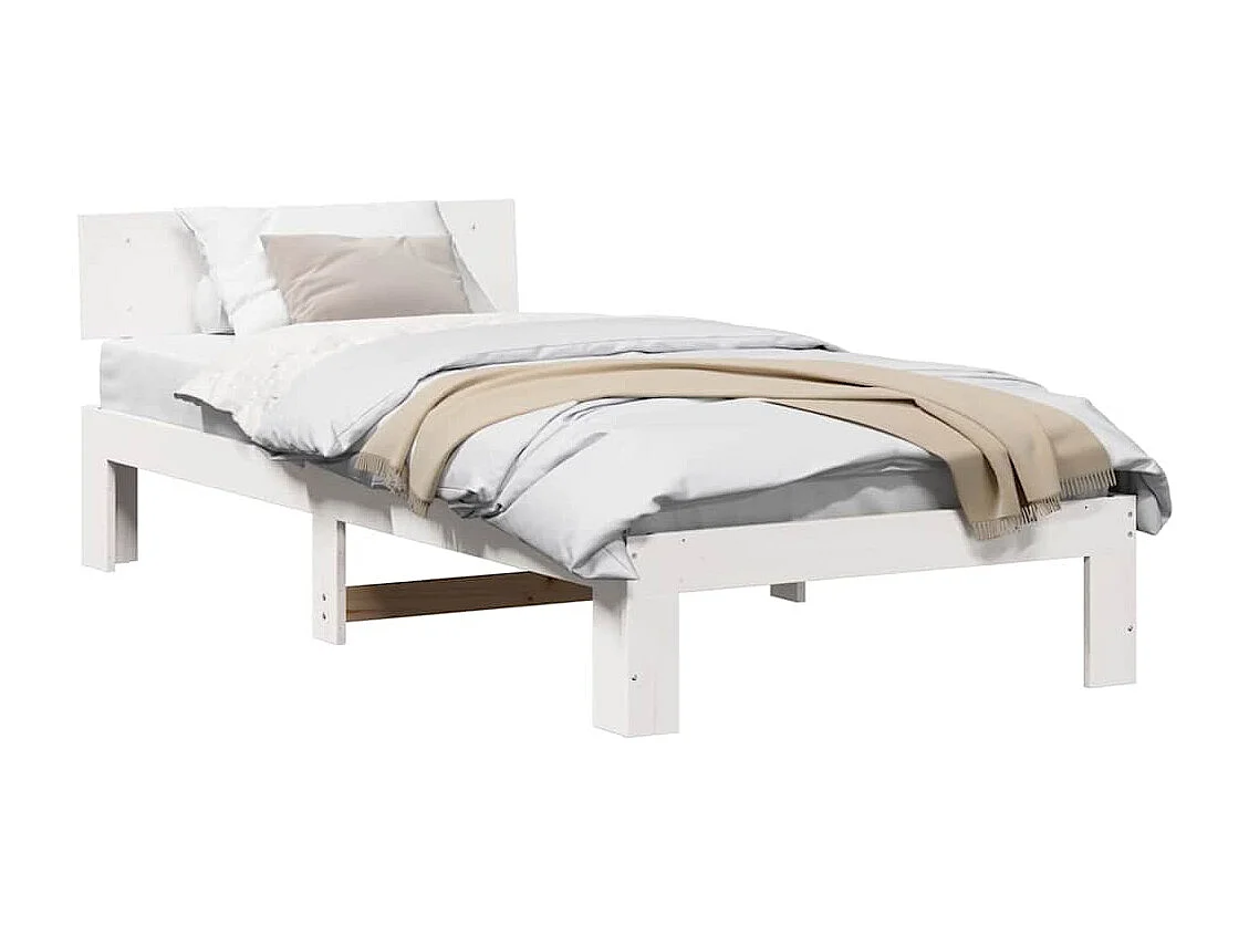 Lit simple | Lit adulte, enfant | Cadre de lit Blanc 75x190 cm Bois de pin massif