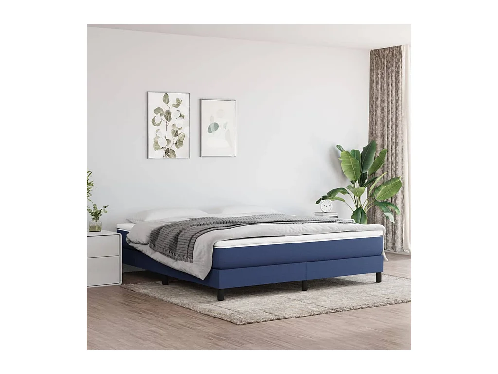 Lit double | Lit adulte | Cadre de lit bleu 160x200 cm tissu