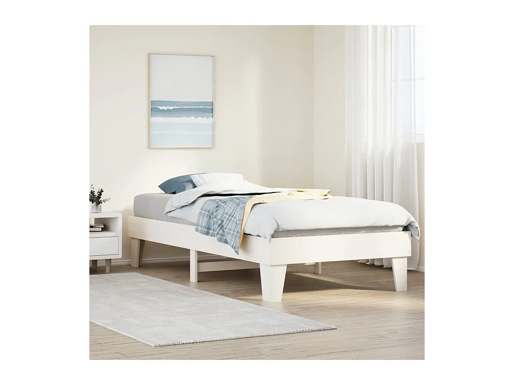 Lit simple | Lit adulte, enfant | Cadre de lit blanc 90x190 cm bois de pin massif