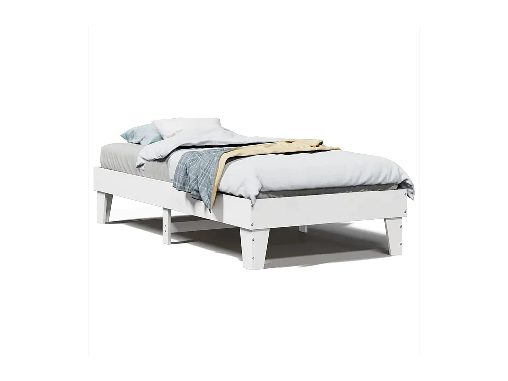 Lit simple | Lit adulte, enfant | Cadre de lit blanc 90x190 cm bois de pin massif