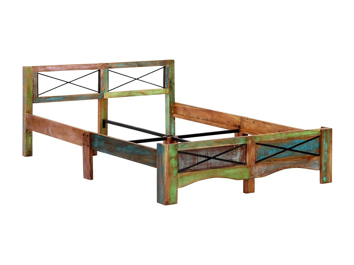 Lit double | Lit adulte | Cadre de lit Bois de récupération massif 140x200 cm