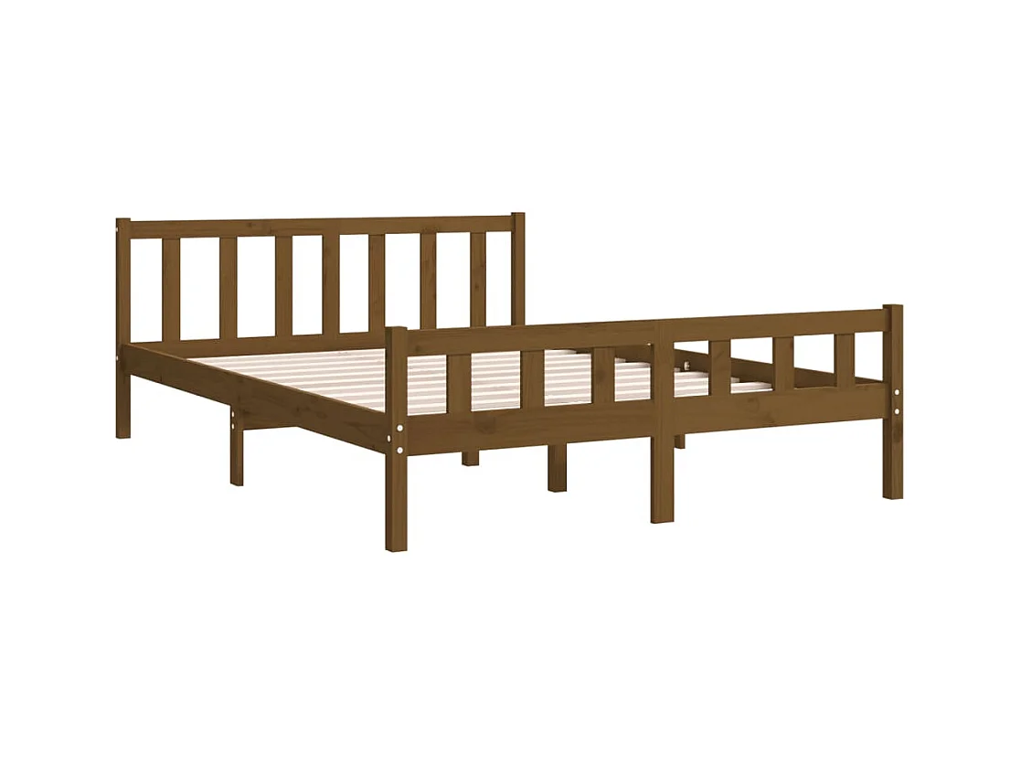 Lit double | Lit adulte | Cadre de lit marron miel bois massif 150x200 cm