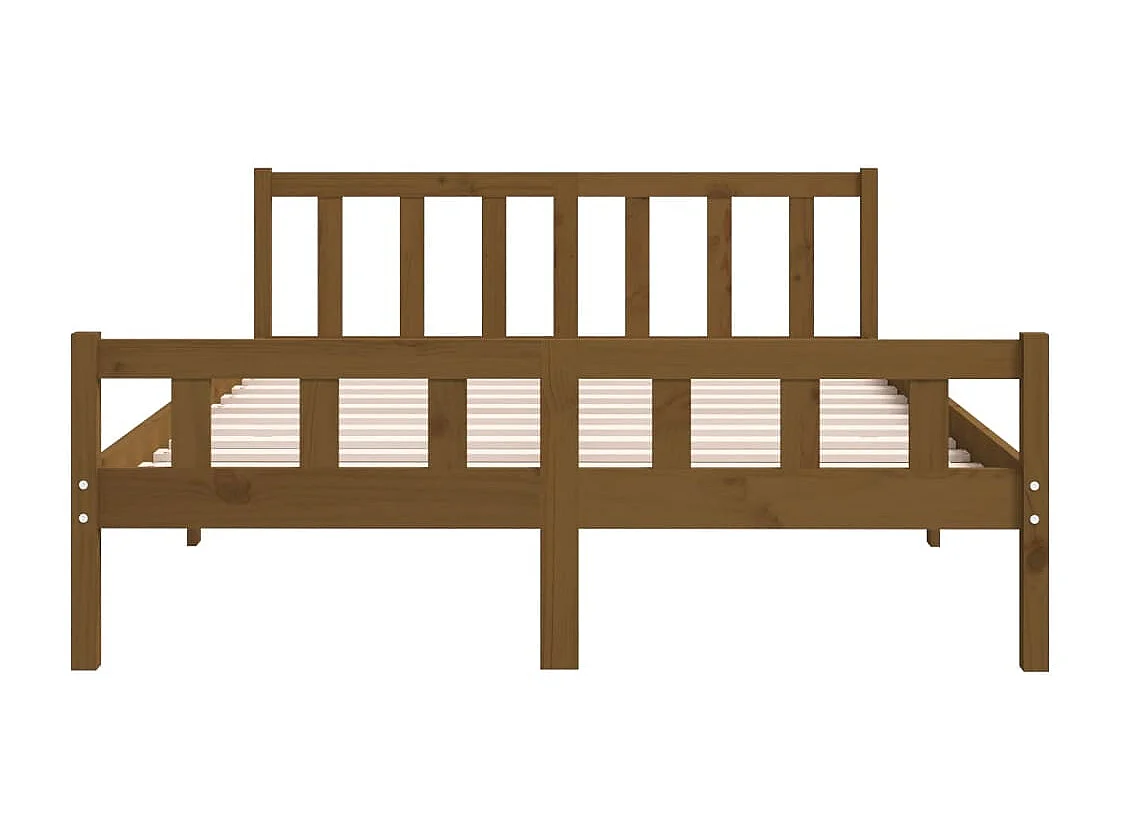 Lit double | Lit adulte | Cadre de lit marron miel bois massif 150x200 cm