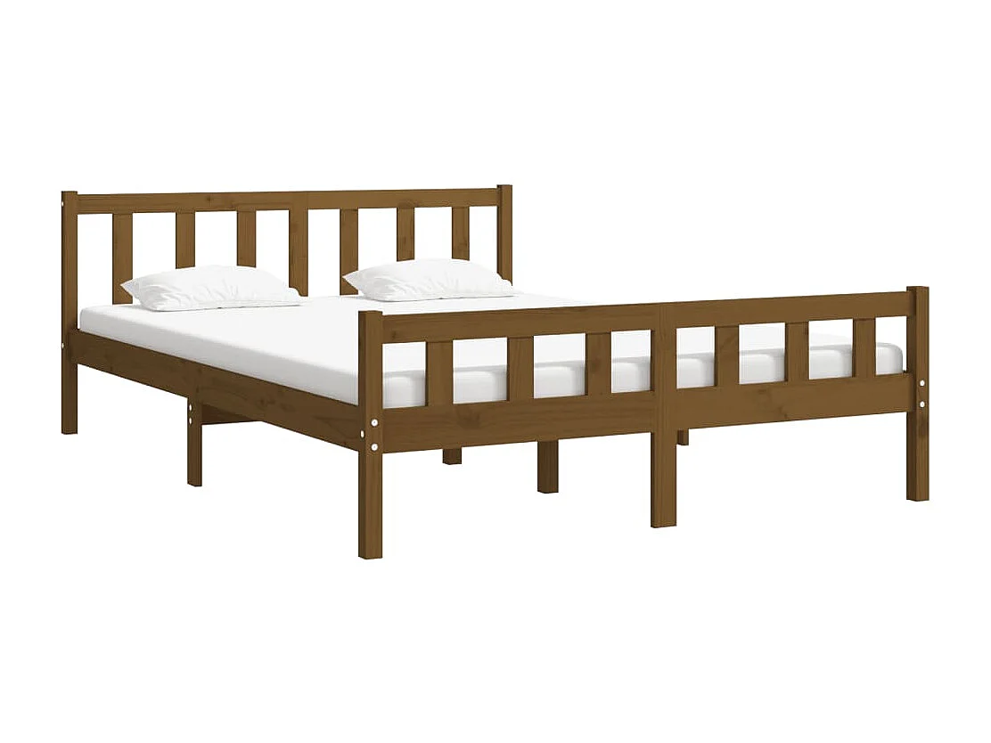 Lit double | Lit adulte | Cadre de lit marron miel bois massif 150x200 cm