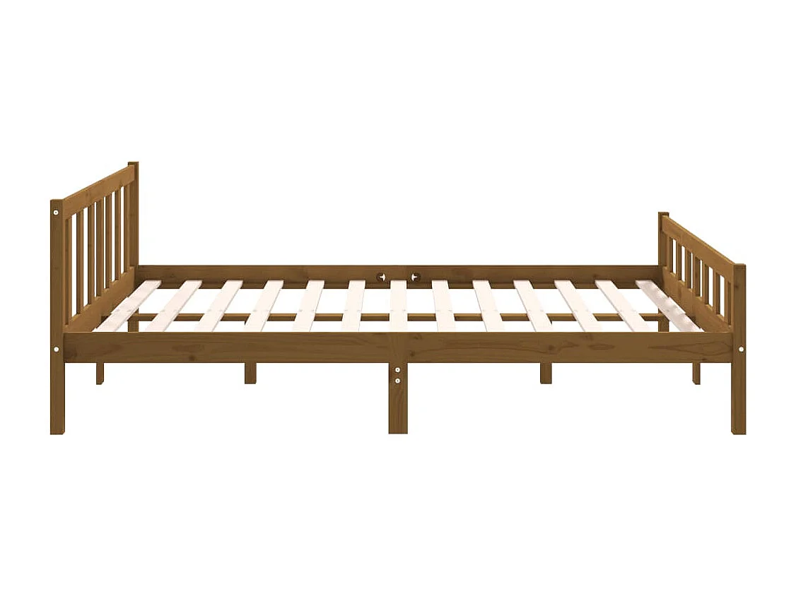 Lit double | Lit adulte | Cadre de lit marron miel bois massif 150x200 cm