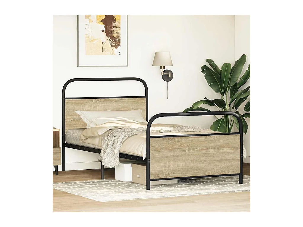 Letto per adulti | Letto singolo | Giroletto senza Materasso Rovere Sonoma 100x190cm in Truciolato