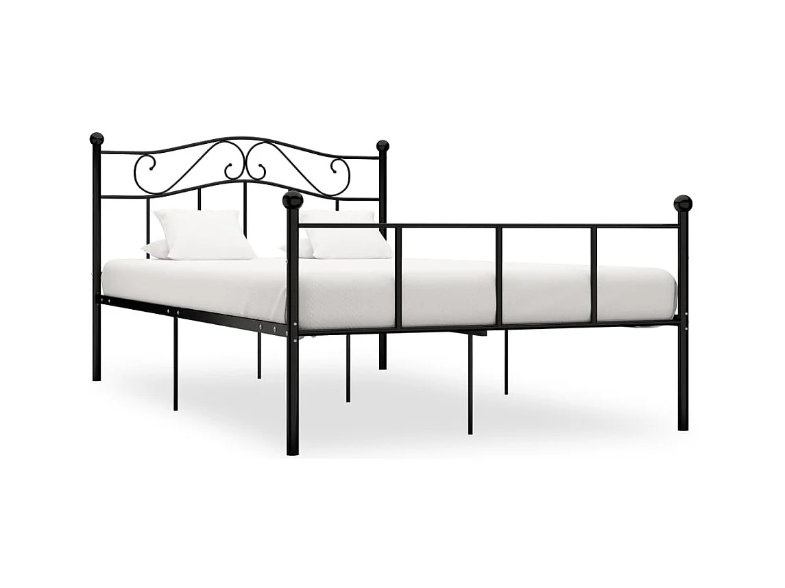 Lit simple | Lit adulte, enfant | Cadre de lit noir métal 120x200 cm