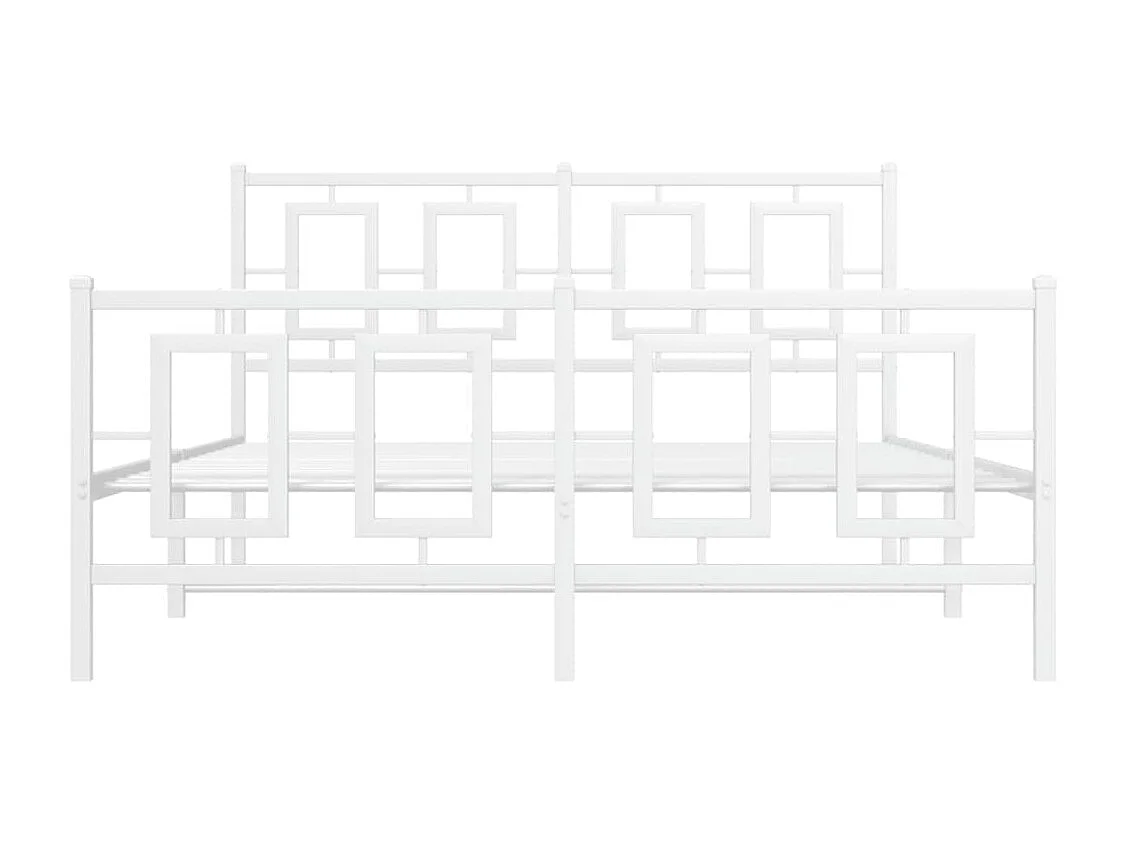 Lit double | Lit adulte | Cadre de lit métal et pied de lit blanc 140x200 cm