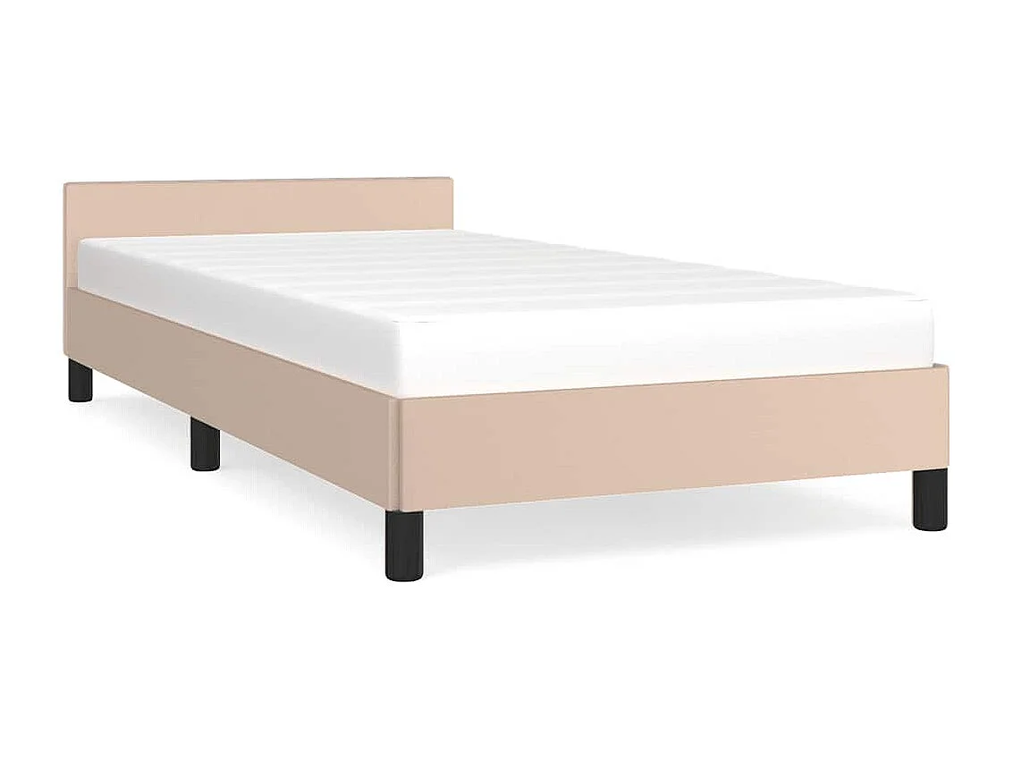 Lit simple | Lit adulte, enfant | Cadre de lit avec tête de lit cappuccino 90x200 cm