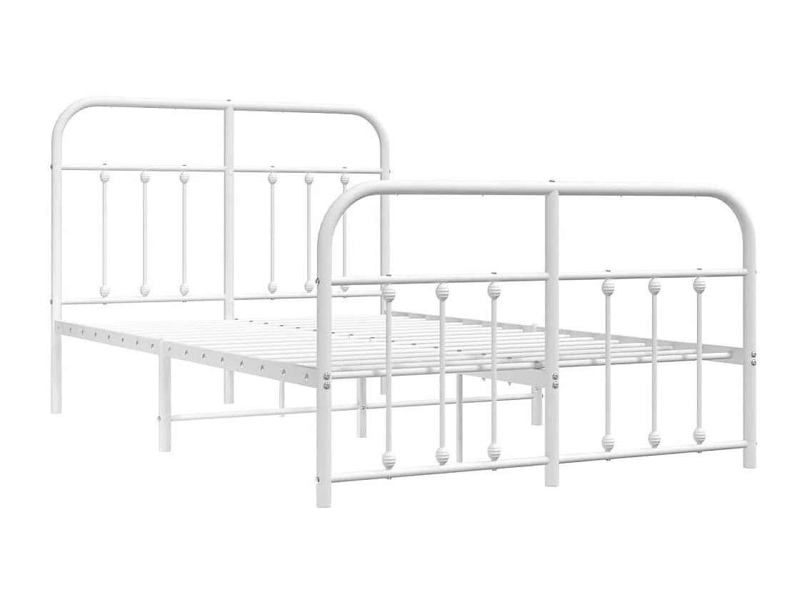 Lit simple | Lit adulte, enfant | Cadre de lit métal et pied de lit blanc 120x190 cm