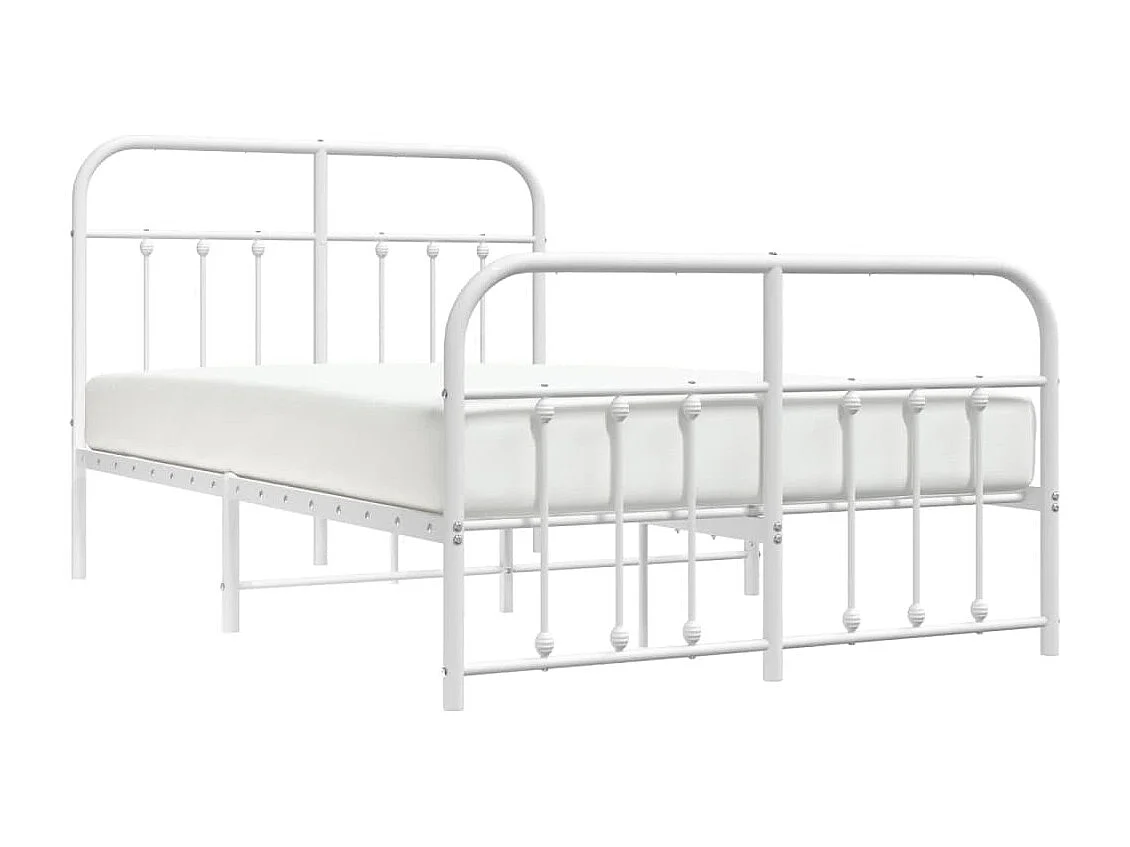 Lit simple | Lit adulte, enfant | Cadre de lit métal et pied de lit blanc 120x190 cm