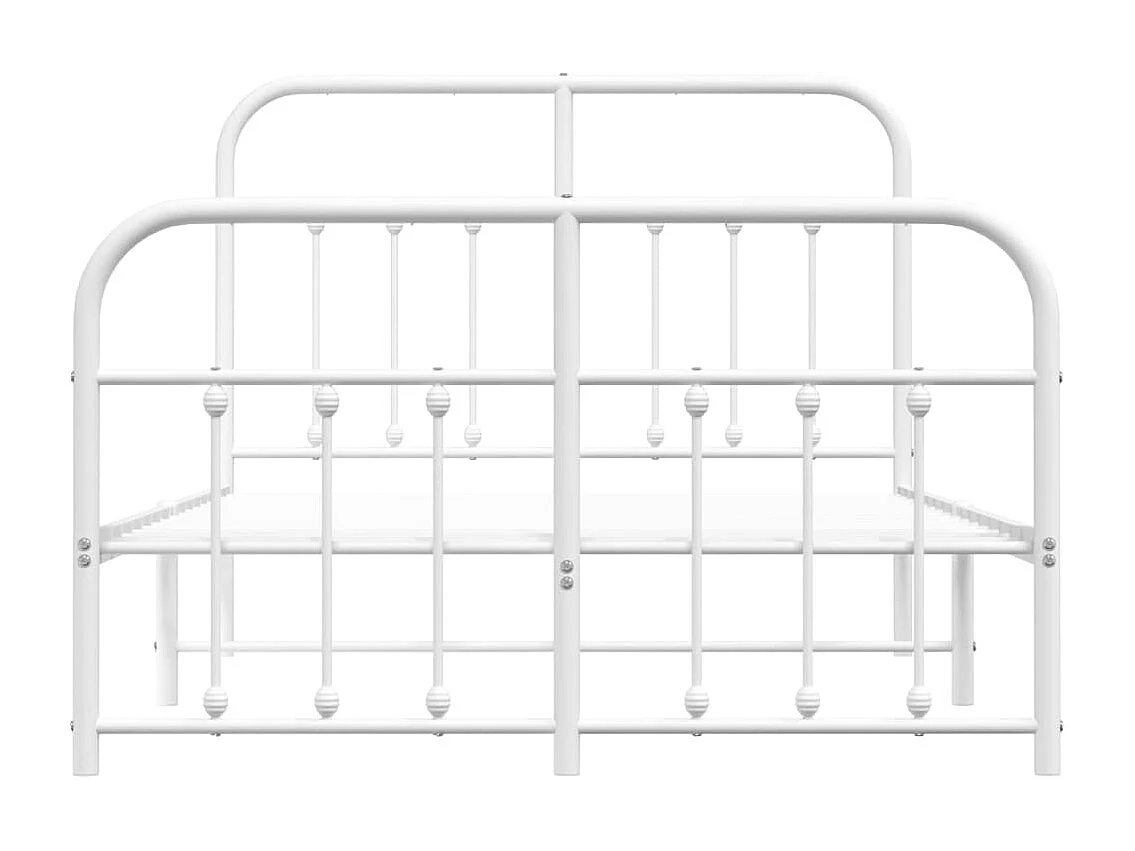 Lit simple | Lit adulte, enfant | Cadre de lit métal et pied de lit blanc 120x190 cm